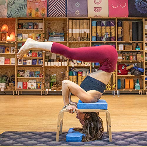 Myga RY1056 Taburete de yoga para la cabeza – Banco deportes de yoga, banco de inversión – Ayuda para yoga, ejercicio, Azul