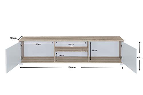 MyosHome - Mueble TV Salon Mesa para TV Color Roble y Blanco 180 x 40 x 41 cm Atenea MyosHome - Mueble TV Salon Mesa para TV Color Roble y Blanco 180 x 40 x 41 cm Atenea