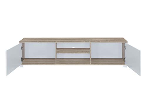MyosHome - Mueble TV Salon Mesa para TV Color Roble y Blanco 180 x 40 x 41 cm Atenea MyosHome - Mueble TV Salon Mesa para TV Color Roble y Blanco 180 x 40 x 41 cm Atenea