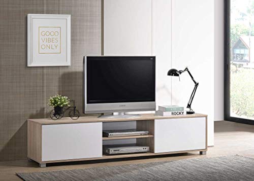 MyosHome - Mueble TV Salon Mesa para TV Color Roble y Blanco 180 x 40 x 41 cm Atenea MyosHome - Mueble TV Salon Mesa para TV Color Roble y Blanco 180 x 40 x 41 cm Atenea