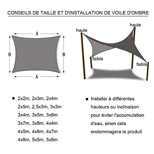 N / A Worryfree - Toldo impermeable, protección solar, 95% bloque UV, rectangular, resistente al viento, sombra, garaje y pérgola para jardín, terraza, balcón y camping, poliéster, gris, 5x5m