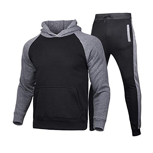 N/ Chándal con Capucha para Hombre, Sudaderas con Cremallera Completa, Contraste de Cordel, Hombres Sudadera con Capucha y Pantalones Deportivos Forro Polar Cepillado, para Correr, Gimnasio, Jogging