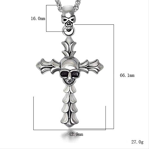 N-G Vintage Ghost Cross Skull Men s Hip Hop Collar de Cruz de Acero Inoxidable