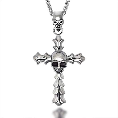 N-G Vintage Ghost Cross Skull Men s Hip Hop Collar de Cruz de Acero Inoxidable