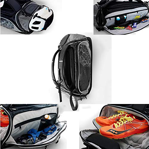 N\A Bolsas de triatlón, Mochila de Bolsa de transición | Ideal para Colchoneta de Triatlón, Multideporte, Ciclismo, Natación | 80 L | Escalable (Negro)