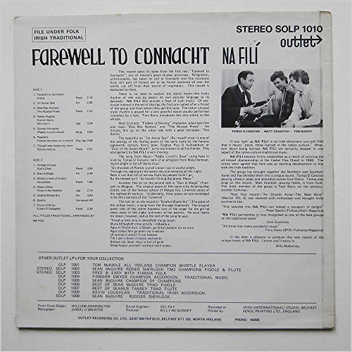 Na Fili Farewell To Connacht LP Outlet SOLP1010 EX/EX 1971