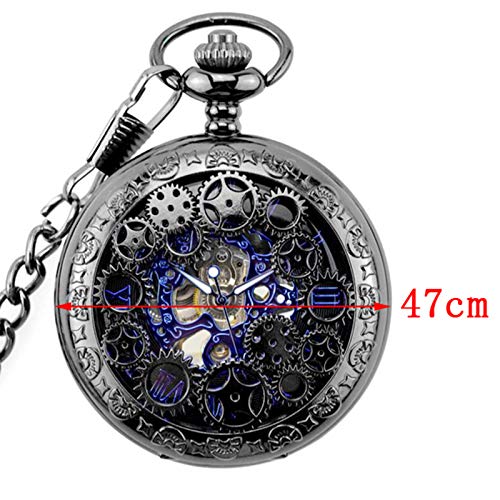 #N/A/a Reloj de Bolsillo mecánico con Escala de Manos Steampunk Regalo de cumpleaños para Hombre