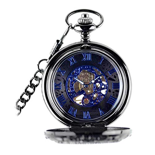 #N/A/a Reloj de Bolsillo mecánico con Escala de Manos Steampunk Regalo de cumpleaños para Hombre