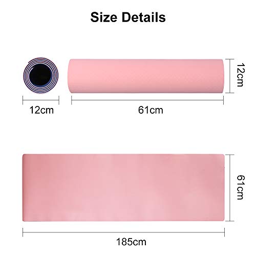 NAFFIC Esterilla Yoga, Alfombrilla de Yoga Texturizada Antideslizante 3*Banda de Resistencia,1* Correa de Transporte para Ejercicios para Yoga, Pilates y Ejercicios de Piso 183x61x0.6 cm (Rosa-Azul) NAFFIC Esterilla Yoga, Alfombrilla de Yoga Texturizada Antideslizante 3*Banda de Resistencia,1* Correa de Transporte para Ejercicios para Yoga, Pilates y Ejercicios de Piso 183x61x0.6 cm (Rosa-Azul)