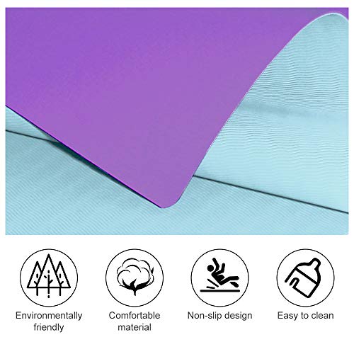 NAFFIC Esterilla Yoga, Alfombrilla de Yoga Texturizada Antideslizante 3*Banda de Resistencia,1* Correa de Transporte para Ejercicios para Yoga, Pilates y Ejercicios de Piso 183x61x0.6 cm (Morado-Azul)