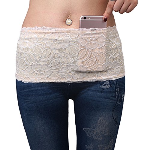 NaiCasy laufender Cinturón Riñonera Dinero Cinturón Punta – Funda de cinturón para Mujeres niña con Mango de Silicona Antideslizante Alcance Bolsillos Fit Todos los móviles Outdoor Sports Blanco 1pc