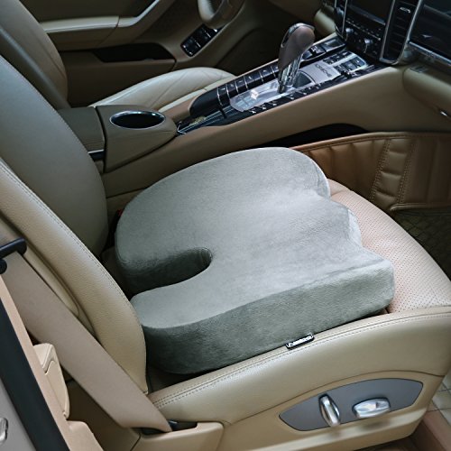 Naipo Cojin Silla oficina, Cojin Asiento Coche, Cojines para espalderas y sillas, Espuma Memoria Ergonomico Portátil, cojín para Alivie la Fatiga y el Dolor Por Office, Coche, Ruedas Grises