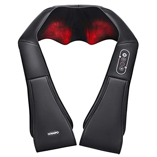 Naipo Masajeador de Cuello y Hombros Básico Shiatsu Masajeador Cervical con 3D Rotación y Función de Calor para Relajación de Fatiga en Casa, Oficina o Coche 2 Años Garantía Naipo Masajeador de Cuello y Hombros Básico Shiatsu Masajeador Cervical con 3D Rotación y Función de Calor para Relajación de Fatiga en Casa, Oficina o Coche 2 Años Garantía