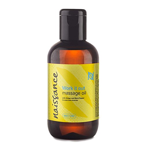 Naissance"Work it Out" - Aceite de Masaje Molestias Musculares 100ml – 100% natural: base de semillas de uva con aceites de jengibre, pimienta negra, romero, lemongrass, cilantro, lavanda y vetiver