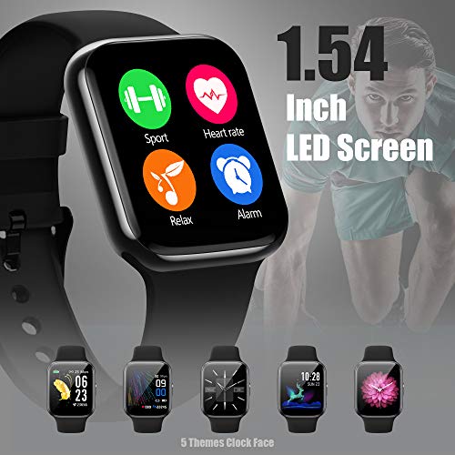 NAIXUES Smartwatch, Reloj Inteligente IP68 con Pantalla Táctil de 1.54'', Monitor de Sueño Pulsómetro Podómetro Cronómetros, Reloj Deportivo para Hombre Mujer Niños con Android iOS (Negro)