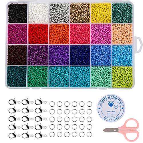 Naler Cuentas de Colores 2mm Mini Cuentas y Abalorios Cristal para DIY Pulseras Collares Bisutería (24 Colores) Naler Cuentas de Colores 2mm Mini Cuentas y Abalorios Cristal para DIY Pulseras Collares Bisutería (24 Colores)