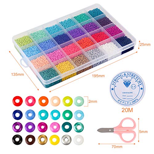 Naler Cuentas de Colores 2mm Mini Cuentas y Abalorios Cristal para DIY Pulseras Collares Bisutería (24 Colores) Naler Cuentas de Colores 2mm Mini Cuentas y Abalorios Cristal para DIY Pulseras Collares Bisutería (24 Colores)
