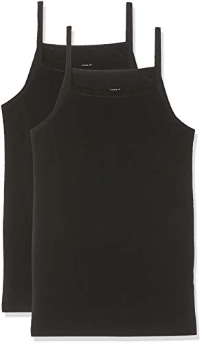 NAME IT Nkfstrap Top 2p Solid Noos Camiseta sin Mangas, Negro (Schwarz Black), 125 (Talla del Fabricante: 110) (Pack de 2) para Niñas