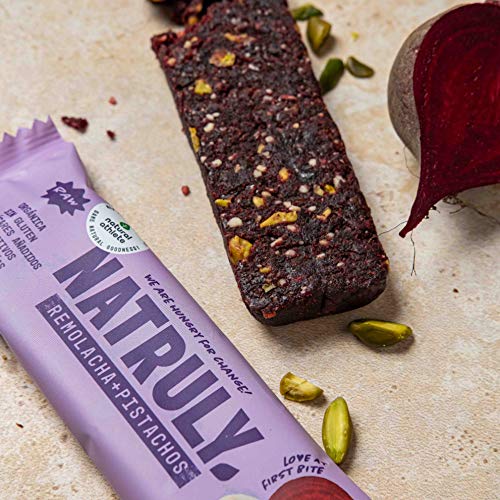 NATRULY Barritas Energéticas BIO Remolacha y Pistacho Sin Azúcar Añadido, 100% Natural y Orgánicas, Sin Gluten, Vegana -Pack 4x40g NATRULY Barritas Energéticas BIO Remolacha y Pistacho Sin Azúcar Añadido, 100% Natural y Orgánicas, Sin Gluten, Vegana -Pack 4x40g