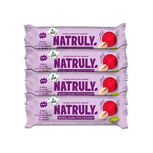 NATRULY Barritas Energéticas BIO Remolacha y Pistacho Sin Azúcar Añadido, 100% Natural y Orgánicas, Sin Gluten, Vegana -Pack 4x40g NATRULY Barritas Energéticas BIO Remolacha y Pistacho Sin Azúcar Añadido, 100% Natural y Orgánicas, Sin Gluten, Vegana -Pack 4x40g