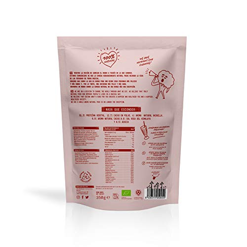 NATRULY Proteína Vegana BIO Chocolate, 81% Proteína, 100% Natural Sin Azúcar, Sin Gluten, Sin Lactosa -350g (antes Natural Athlete)