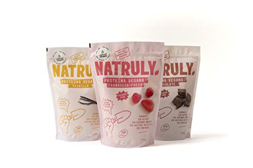 NATRULY Proteína Vegana BIO Chocolate, 81% Proteína, 100% Natural Sin Azúcar, Sin Gluten, Sin Lactosa -350g (antes Natural Athlete)