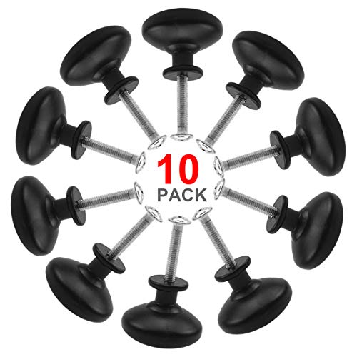 Natuce 10PCS Negro Pomo de Armario Redondo, Tirador para cajón, Pomos y Tiradores de Muebles, 30mm Pomos, pomos Redondos, para Puertas, Armarios de Cocina,Cajones - un Solo Agujero