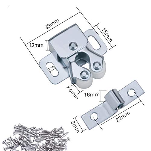 Natuce 12PCS Cierres para Puerta, Cierres de Doble Rodillo para Puerta de Mueble, Pestillo de Glope Cierres para Puerta de Armario Cocina Casa y Muebles Baño Cerradura de Captura de Puertas (Marrón)