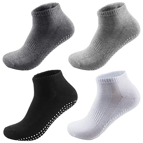 NATUCE Calcetines Antideslizantes 4 Pares Calcetines de Deporte para Hombre Mujer Algodón Transpirable Ideal para Yoga Pilates Fitness Artes Marciales Gimnasia Trampolín 38-43 EU