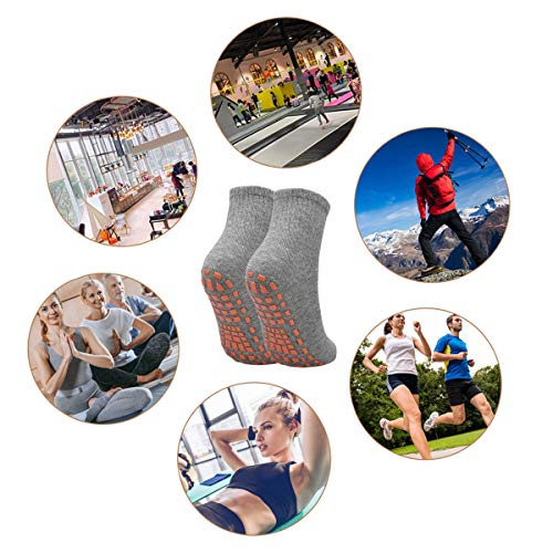 NATUCE Calcetines Deporte 2 Pares Calcetines Antideslizantes para Hombre Mujer Algodón Transpirable Calcetines Deportivos para Pilates Yoga Fitness Gimnasia (Gris/Azules, S/M (EU 36-40))