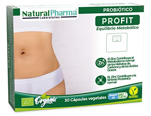 NaturalPharma Probiótico ProFit. Control de Peso. Extracto de Alcachofa + Zinc. Cápsulas Smart BioCaps®. Certificación Ecológica (Sin Gluten, Sin Lactosa, Vegano).