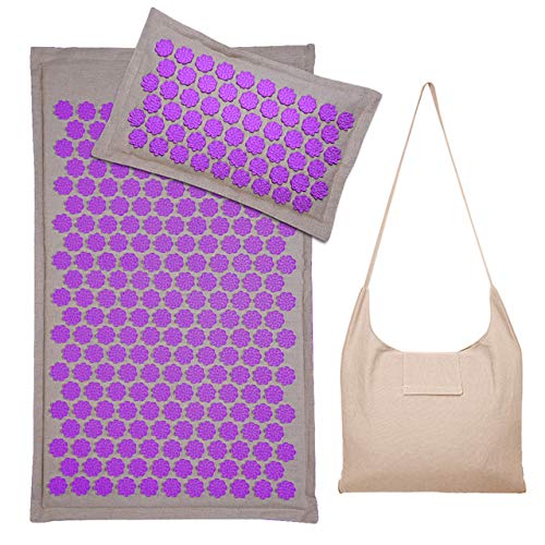 Nature Linen Coconut Palm Masaje Yoga Mat Sport Pillow Mat con Bolsa Lotus Spike Acupressure Mat Cojín, Set D, Nature Linen Coconut Palm Masaje Yoga Mat Sport Pillow Mat con Bolsa Lotus Spike Acupressure Mat Cojín, Set D,