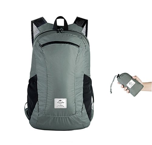 Naturehike Ultraligera Mochila Plegable 18L Pequeña Mochila de Senderismo para Mujeres Hombres Impermeable Mochila para Escalar Camping Ciclismo Bicicleta de Viaje de Negocios (Gris)