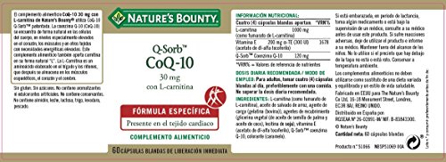 Nature's Bounty Q-Sorb CoQ-10 30 mg con L-Carnitina - 60 Cápsulas