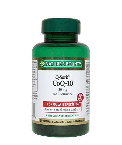 Nature's Bounty Q-Sorb CoQ-10 30 mg con L-Carnitina - 60 Cápsulas