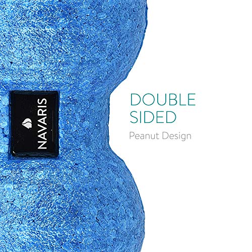 Navaris 2X Bolas de Masaje - Bolas en Forma de Cacahuete para automasaje - Rodillo para liberación miofascial - Massage Balls Negro y Azul