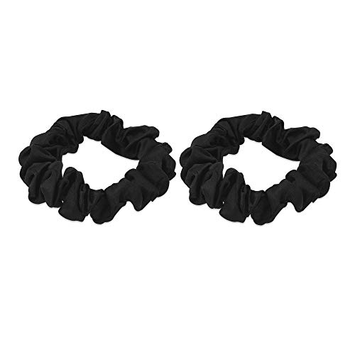 Navaris 2x Coletero de seda para pelo - Gomas para el cabello forradas en tela - Pack de 2x cinta elástica para moños trenzas - Scrunchies en negro