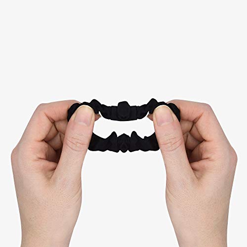 Navaris 2x Coletero de seda para pelo - Gomas para el cabello forradas en tela - Pack de 2x cinta elástica para moños trenzas - Scrunchies en negro