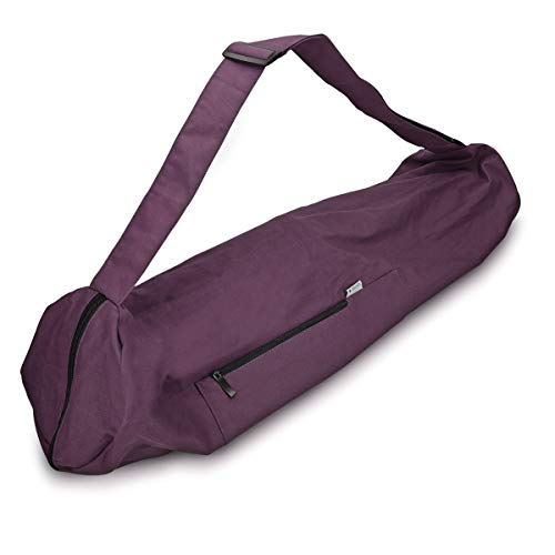 Navaris Bolsa XXL para Esterilla de Yoga de algodón - Bolso para Alfombrilla de Yoga con Cierre y Correa - Funda Grande de 72 x 29 CM - En púrpura