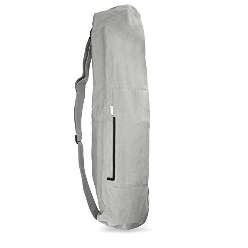 Navaris Bolsa XXL para Esterilla de Yoga de algodón - Bolso para Alfombrilla de Yoga con Cierre y Correa - Funda Grande de 72 x 29 CM - Gris Claro