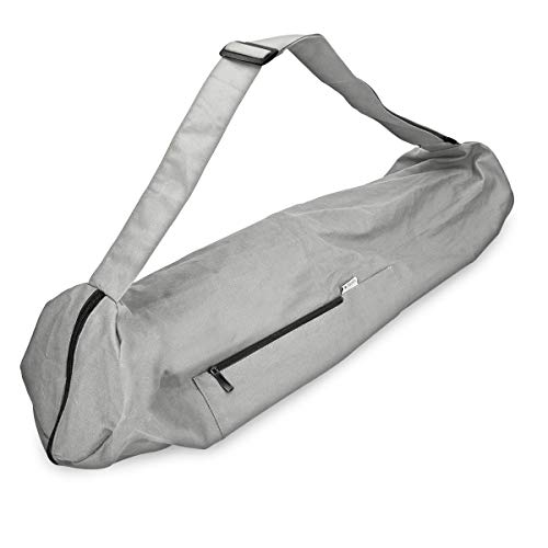 Navaris Bolsa XXL para Esterilla de Yoga de algodón - Bolso para Alfombrilla de Yoga con Cierre y Correa - Funda Grande de 72 x 29 CM - Gris Claro