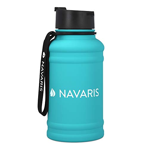 Navaris Botella de Agua de Acero Inoxidable - Cantimplora de Metal de 1.3 L - Garrafa para Bebidas sin BPA para Deporte Camping Gimnasio Yoga Turquesa Navaris Botella de Agua de Acero Inoxidable - Cantimplora de Metal de 1.3 L - Garrafa para Bebidas sin BPA para Deporte Camping Gimnasio Yoga Turquesa