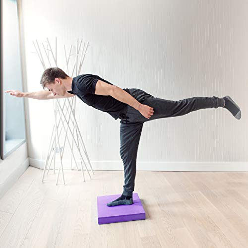 Navaris colchoneta de coordinación - Plataforma de Equilibrio para Ejercicios de Yoga y Pilates - Cojín Fitness 50 x 39 x 6.5CM - Almohadilla Morado