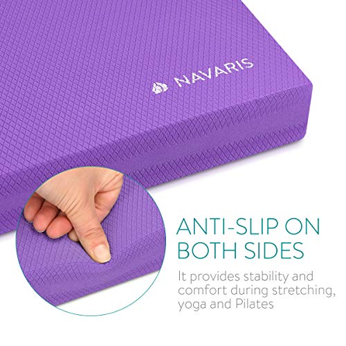 Navaris colchoneta de coordinación - Plataforma de Equilibrio para Ejercicios de Yoga y Pilates - Cojín Fitness 50 x 39 x 6.5CM - Almohadilla Morado