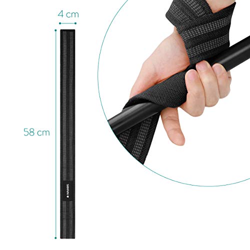 Navaris Correas para Levantamiento de Pesas - Set de 2 Straps para un Mejor Agarre en el Gimnasio - Cintas para Levantar Peso en el Gym - en Negro Navaris Correas para Levantamiento de Pesas - Set de 2 Straps para un Mejor Agarre en el Gimnasio - Cintas para Levantar Peso en el Gym - en Negro