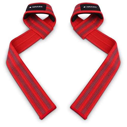 Navaris Correas para Levantamiento de Pesas - Set de 2 Straps para un Mejor Agarre en el Gimnasio - Cintas para Levantar Peso en el Gym - en Rojo Navaris Correas para Levantamiento de Pesas - Set de 2 Straps para un Mejor Agarre en el Gimnasio - Cintas para Levantar Peso en el Gym - en Rojo