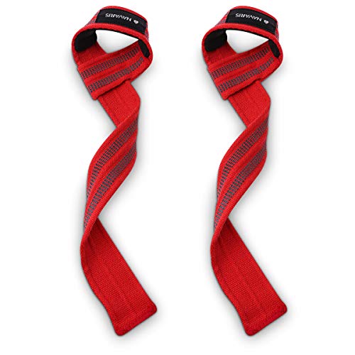 Navaris Correas para Levantamiento de Pesas - Set de 2 Straps para un Mejor Agarre en el Gimnasio - Cintas para Levantar Peso en el Gym - en Rojo Navaris Correas para Levantamiento de Pesas - Set de 2 Straps para un Mejor Agarre en el Gimnasio - Cintas para Levantar Peso en el Gym - en Rojo