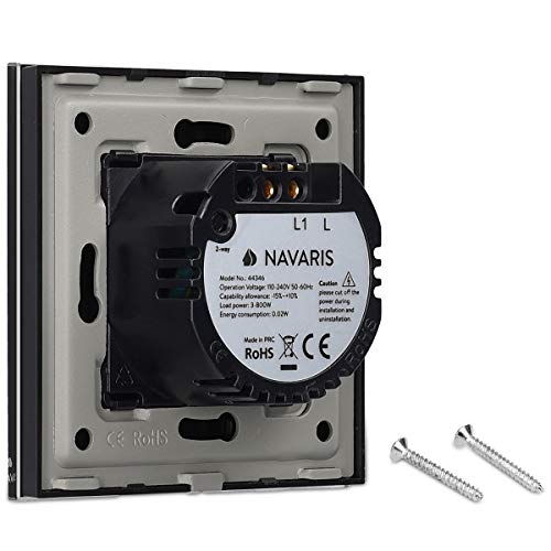 Navaris interruptor táctil de pared - Interruptor de luz con pantalla táctil - Pulsador de cristal - Conmutador con sensor de tacto en negro Navaris interruptor táctil de pared - Interruptor de luz con pantalla táctil - Pulsador de cristal - Conmutador con sensor de tacto en negro