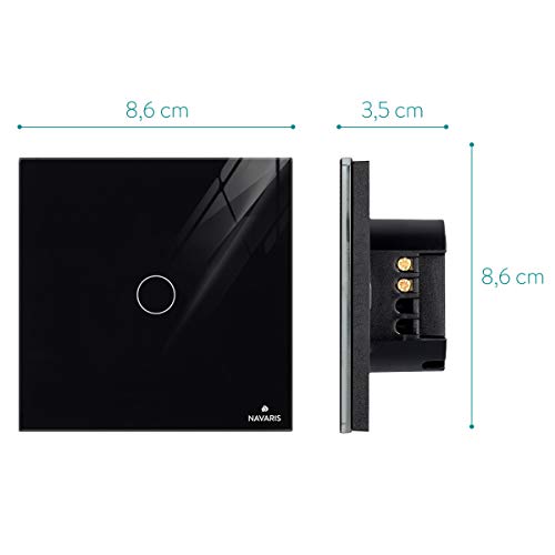 Navaris interruptor táctil de pared - Interruptor de luz con pantalla táctil - Pulsador de cristal - Conmutador con sensor de tacto en negro Navaris interruptor táctil de pared - Interruptor de luz con pantalla táctil - Pulsador de cristal - Conmutador con sensor de tacto en negro