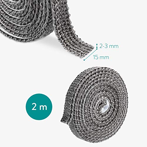 Navaris Junta para Chimenea y Estufa - Burlete Aislante para Puerta o Cristal de chimeneas de leña - Cinta Plana autoadhesiva - 2 M de Largo x 15 MM Navaris Junta para Chimenea y Estufa - Burlete Aislante para Puerta o Cristal de chimeneas de leña - Cinta Plana autoadhesiva - 2 M de Largo x 15 MM